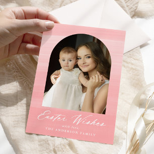 Tarjeta Festiva Arco acuático rosa 2 Deseos de Pascua fotográfica