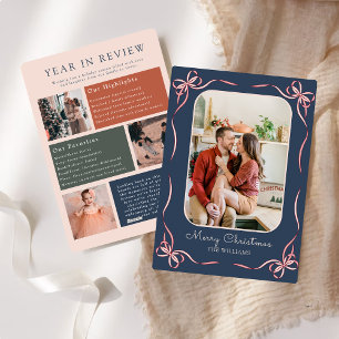 Tarjeta Festiva Arco Azul Marino Revisión Familiar Moderna del Año