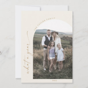 Tarjeta Festiva Arco Boho moderno Cream What A Year Photo