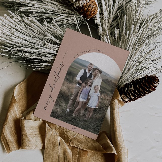 Tarjeta Festiva Arco Boho moderno | Foto de Salmon Merry Christmas (Subido por el creador)