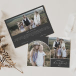 Tarjeta Festiva Arco Boho moderno | Navidades de Fotos Familiares<br><div class="desc">Esta moderna tarjeta de vacaciones de Navidades de fotos familiares de estilo boho arch gray 3 es el perfecto saludo de vacaciones moderno. El diseño bohemio de gris oscuro presenta una tipografía de letras industriales única con un estilo minimalista vintage. Personalice la tarjeta con 3 fotos (2 en la parte...</div>