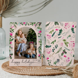 Tarjeta Festiva Arco Botánico de Cute Blush Rosa 1 Foto