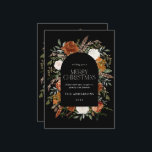 Tarjeta Festiva Arco botánico elegante de terracota negra<br><div class="desc">Terracota negra floral elegante foto de arco floral de la fiesta navideña.</div>