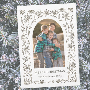 Tarjeta Festiva Arco Botánico Fotográfico Navideño Moderno