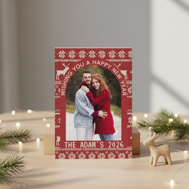 Tarjeta Festiva Arco de Año Nuevo Reno Nórdico Foto Personalizada (Subido por el creador)