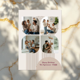 Tarjeta Festiva Arco de Burbujas de Flor Geométrica Moderna para F