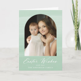 Tarjeta Festiva Arco de color de agua verde de menta 2 Deseos de P