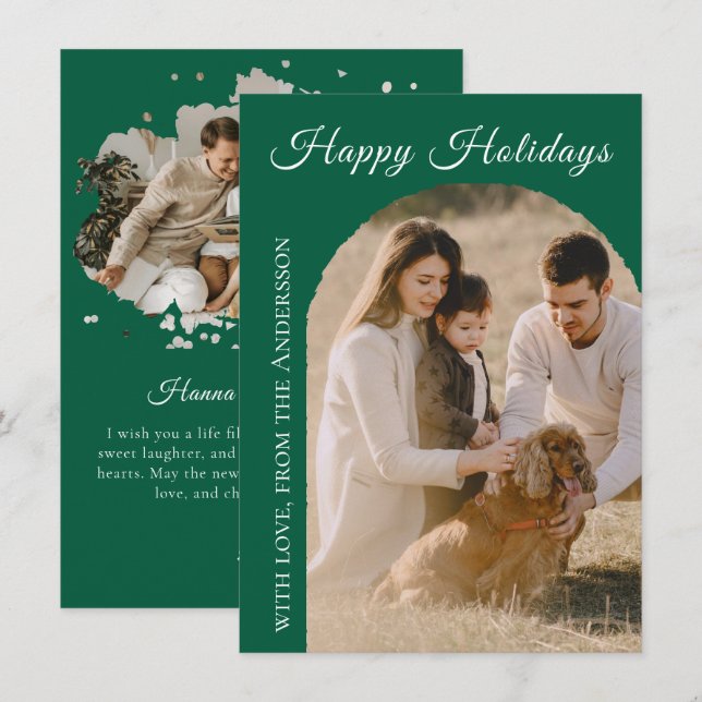 Tarjeta Festiva Arco de Felices Fiestas 2 Foto (Anverso / Reverso)