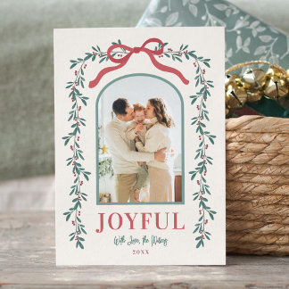 Tarjeta Festiva Arco de guirnalda de acuarela con lazo sentimiento