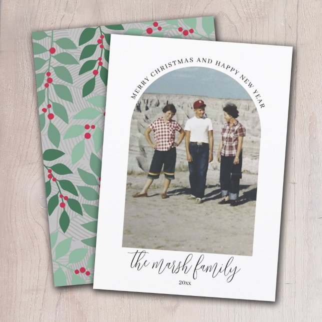 Tarjeta Festiva Arco de la foto - Nombre de la familia del guión - (Subido por el creador)