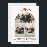 Tarjeta Festiva Arco de lazo rojo moderno con 3 fotos en collage N<br><div class="desc">Celebra las fiestas con este diseño chic y moderno que presenta una ilustración de lazo rojo trendy y un elegante collage de 3 fotos en forma de arco. Personaliza fácilmente la tipografía dorada y negra con el nombre de tu familia para un saludo festivo limpio,  sofisticado y divertido.</div>