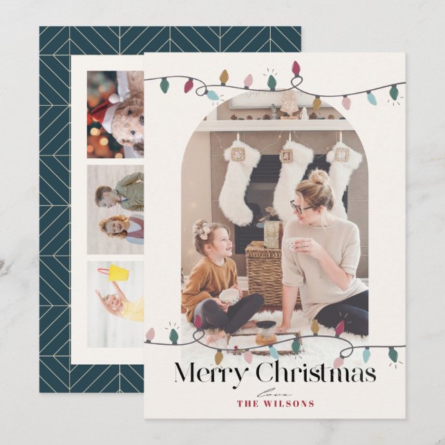 Tarjeta Festiva Arco de navidades 4 Marina de Navidades de fotogra (Anverso / Reverso)