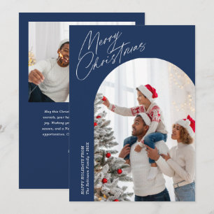 Tarjeta Festiva arco de navidades azules de escritura festiva