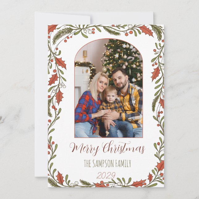 Tarjeta Festiva Arco de Navidades botánicos - Foto de familia Pers (Anverso)
