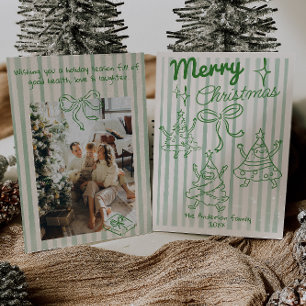 Tarjeta Festiva Arco de Navidades Divertidas Árboles Verdes Dibuja