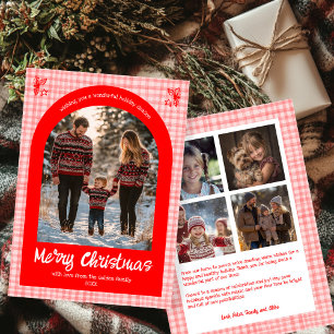 Tarjeta Festiva Arco de Personalizado de Navidades Rojos Rosados d