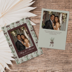 Tarjeta Festiva Arco de ramita de pino recién casados 2 foto