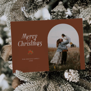 Tarjeta Festiva Arco de Terracota minimalista Fotos navideñas