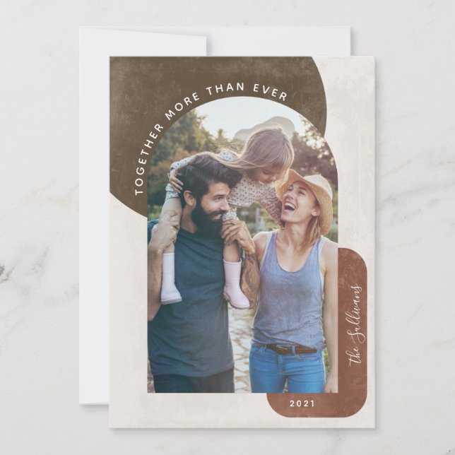 Tarjeta Festiva Arco de Terracotta Juntos Más Que Nunca Foto (Anverso)