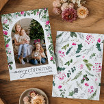 Tarjeta Festiva Arco de vegetación botánica rosa brillante lindo 1<br><div class="desc">Esta colección cuenta con flores color agua rosa brillante,  bayas y vegetación de invierno con tipografía moderna y elegante,  con un patrón botánico de invierno.</div>