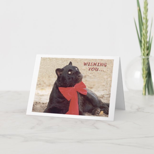 Tarjeta Festiva Arco del día de fiesta del leopardo del negro (Anverso)