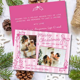 Tarjeta Festiva Arco Dibujado a Mano 2 Foto Raya Rosa Feliz Navida
