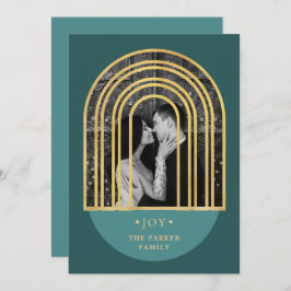 Tarjeta Festiva Arco dorado | Foto de Navidades verdes profundos