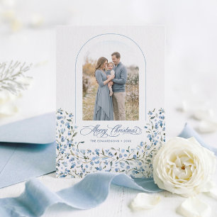 Tarjeta Festiva Arco floral azul polvoriento elegante foto de Navi