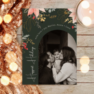 Tarjeta Festiva Arco floral de invierno Festividad Verde Famosa