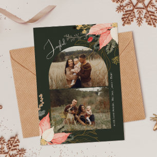 Tarjeta Festiva Arco floral de invierno moderno jovial dos fotos