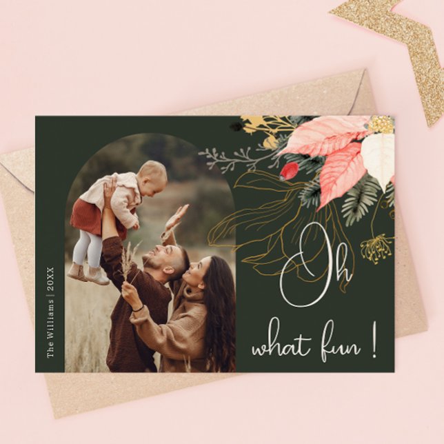 Tarjeta Festiva Arco floral de invierno Oh Qué divertido dos fotos (Subido por el creador)