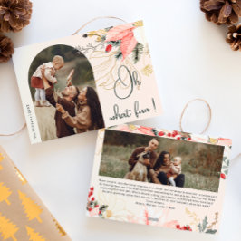 Tarjeta Festiva Arco floral de invierno rosa Oh Qué divertido dos 