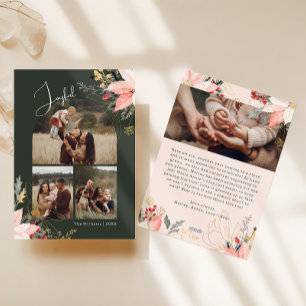 Tarjeta Festiva Arco floral invernal alegre para cuatro Navidades