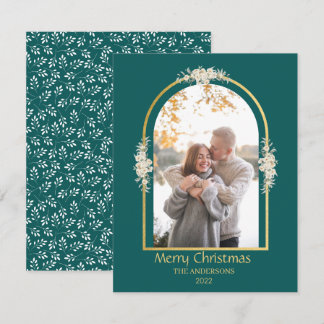 Tarjeta Festiva Arco floral minimalista moderno verde foto