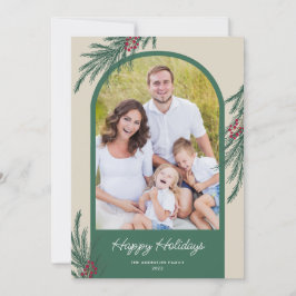 Tarjeta Festiva Arco Foto Invierno Verdor Felices Fiestas