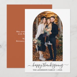 Tarjeta Festiva Arco fotográfico Caligrafía Día de Acción de Graci