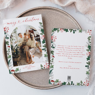 Tarjeta Festiva Arco fotográfico de Boho Merry Christmas