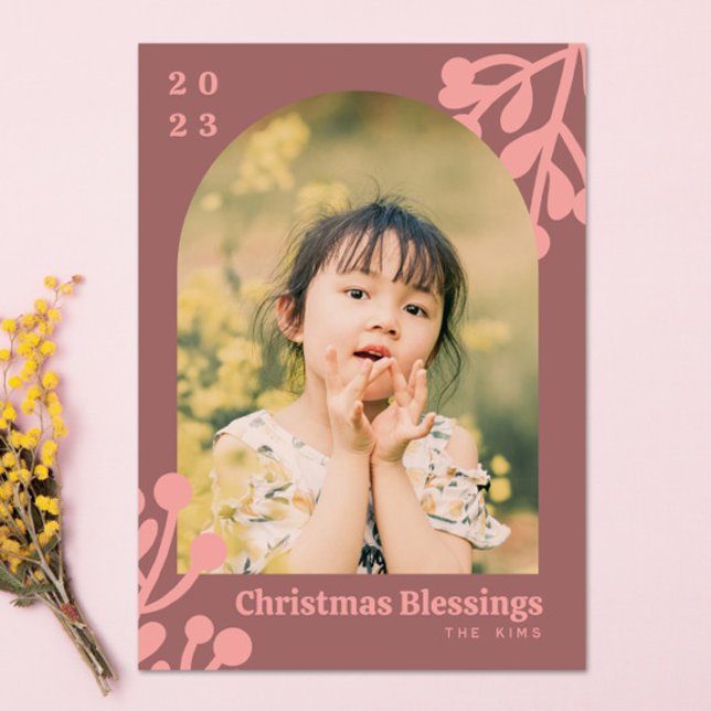 Tarjeta Festiva Arco fotográfico de Holly Berries Dusty Navidades  (Subido por el creador)