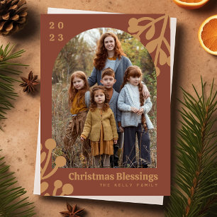 Tarjeta Festiva Arco fotográfico de los Navidades de Holly Berries