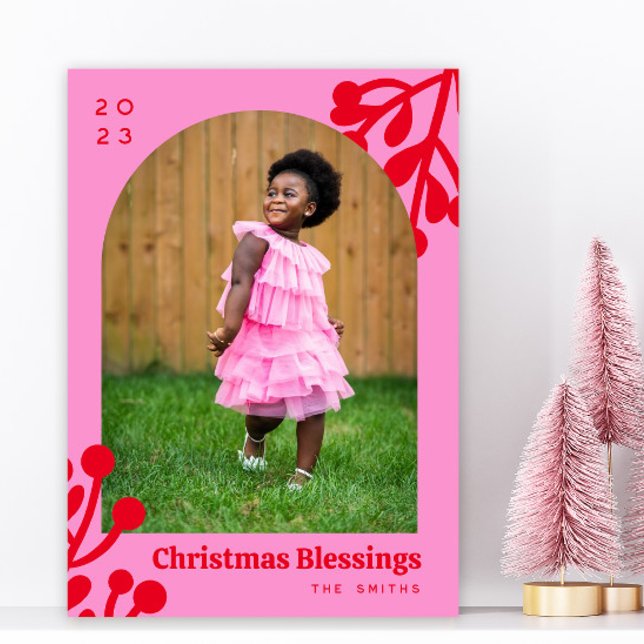 Tarjeta Festiva Arco fotográfico de los Navidades de Pink Holly Be (Subido por el creador)