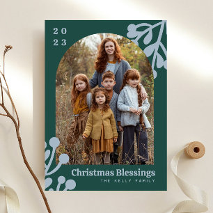 Tarjeta Festiva Arco fotográfico de los Navidades esmeraldas de Ho