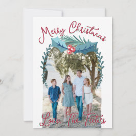 Tarjeta Festiva Arco fotográfico de Merry Christmas Holly Berry Pe