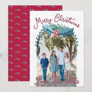 Tarjeta Festiva Arco fotográfico de Merry Christmas Holly Berry Pe