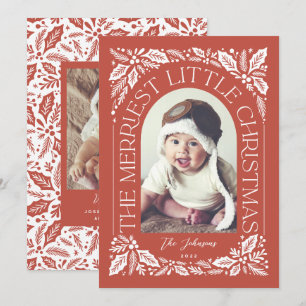 Tarjeta Festiva Arco fotográfico navideño más alegre de bayas roja
