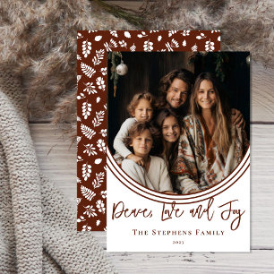 Tarjeta Festiva Arco invertido de moda Paz, Amor y Alegría Foto