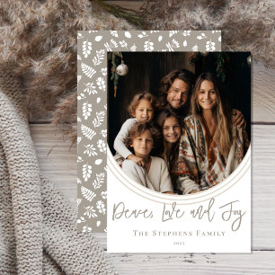 Tarjeta Festiva Arco invertido Trendy Peace Love and Joy Photo