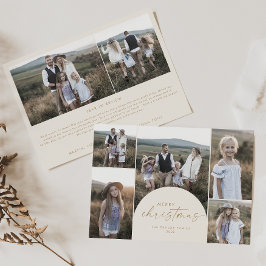 Tarjeta Festiva Arco moderno | Cream Multi Photo Family Navidades