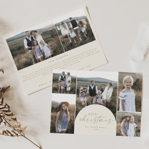 Tarjeta Festiva Arco moderno Cream Multi Photo Family Navidades