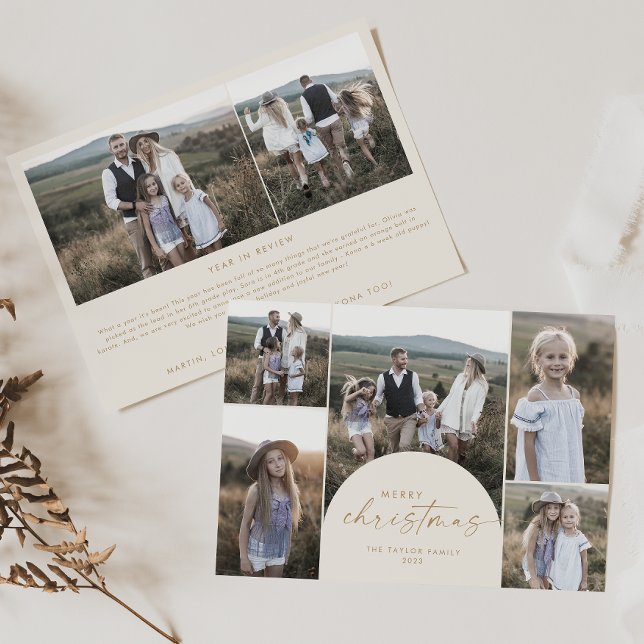 Tarjeta Festiva Arco moderno | Cream Multi Photo Family Navidades (Subido por el creador)
