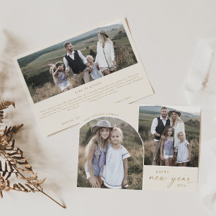 Tarjeta Festiva Arco moderno   Cream New Year 3 Family Photos News